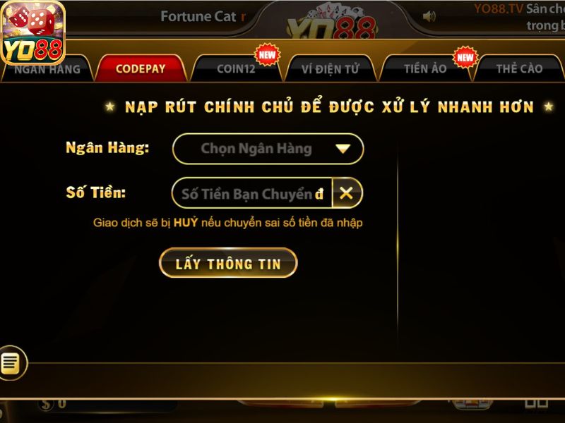 Các phương thức nạp tiền YO88 đang hỗ trợ